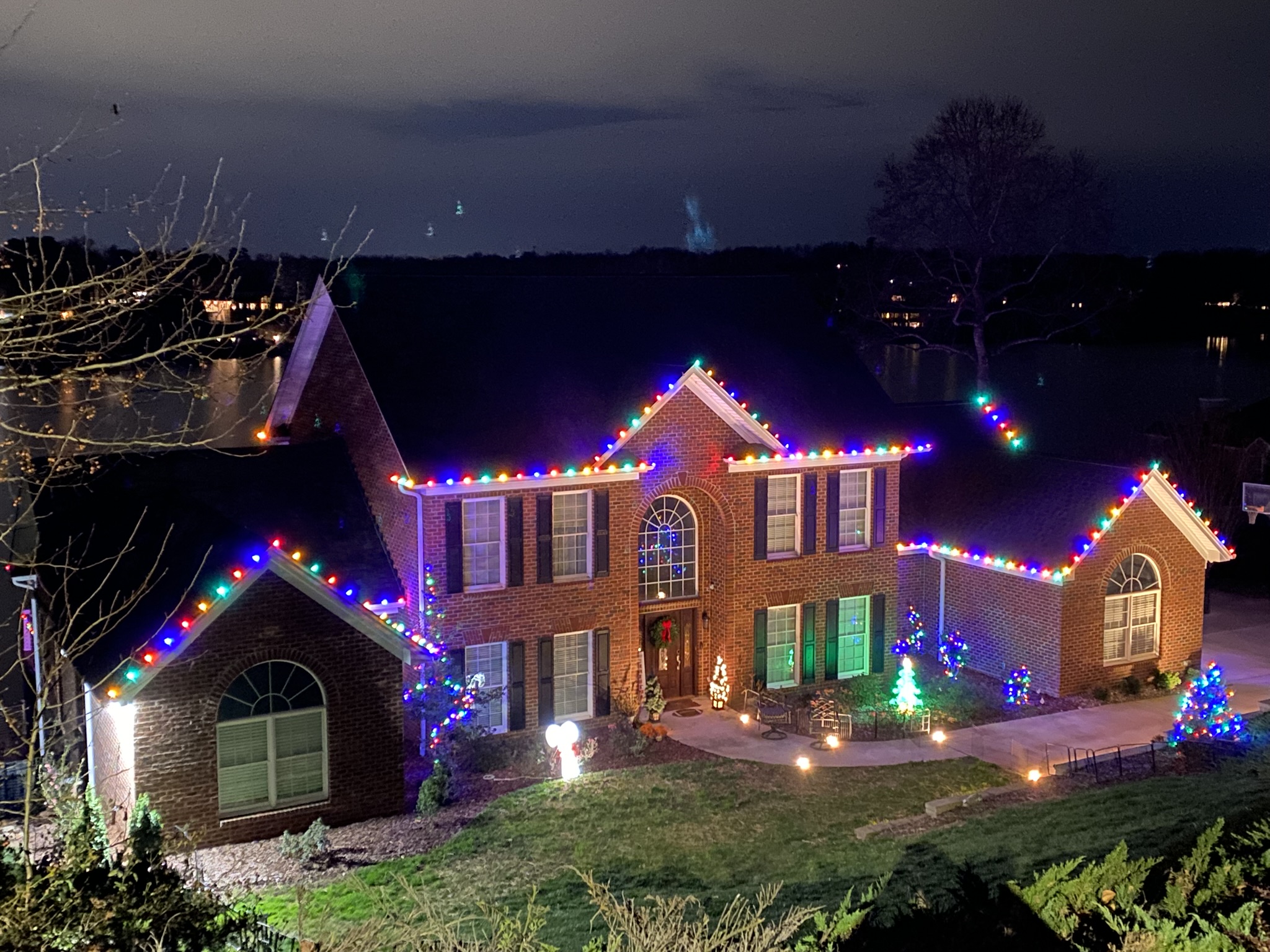 Commercial Christmas light installation Hickory NC — business exterior holiday lighting